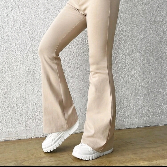 #7-High Waist Belted Flare Leg Pants - Picture 6 of 7